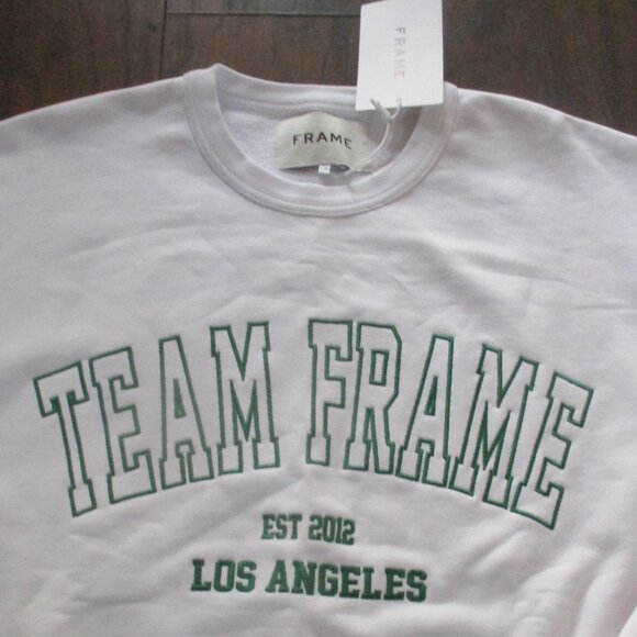 FRAME ~ Team Frame Varsity White Embroidered Sweatshirt ~ French Terry ~ L / XL - Picture 8 of 9